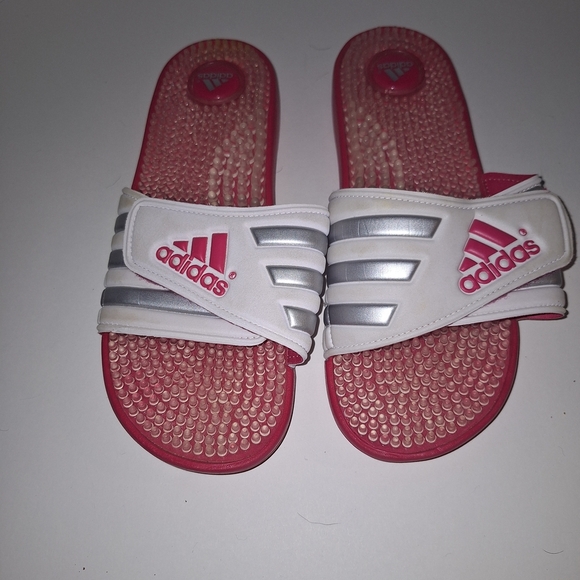 Adidas Slide Sandals - Pink and White - Picture 1 of 6